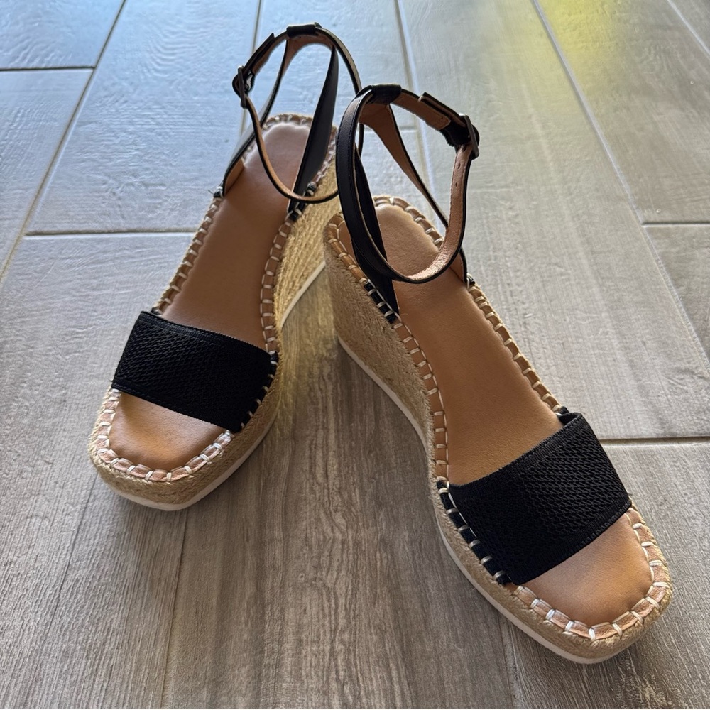Crown Vintage Kannia Espadrille Wedge Black Sandal